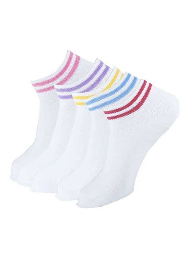 Ankle Stripped Socks White