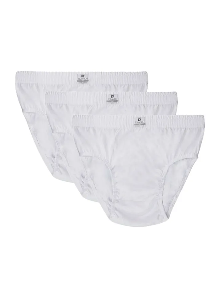 3 Pieces Briefs Short RAYAN Underwear Men Cotton 100% White