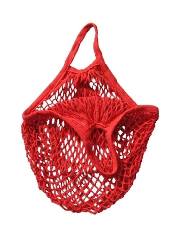 Mesh Net Bag String Fruit Storage Bag Red