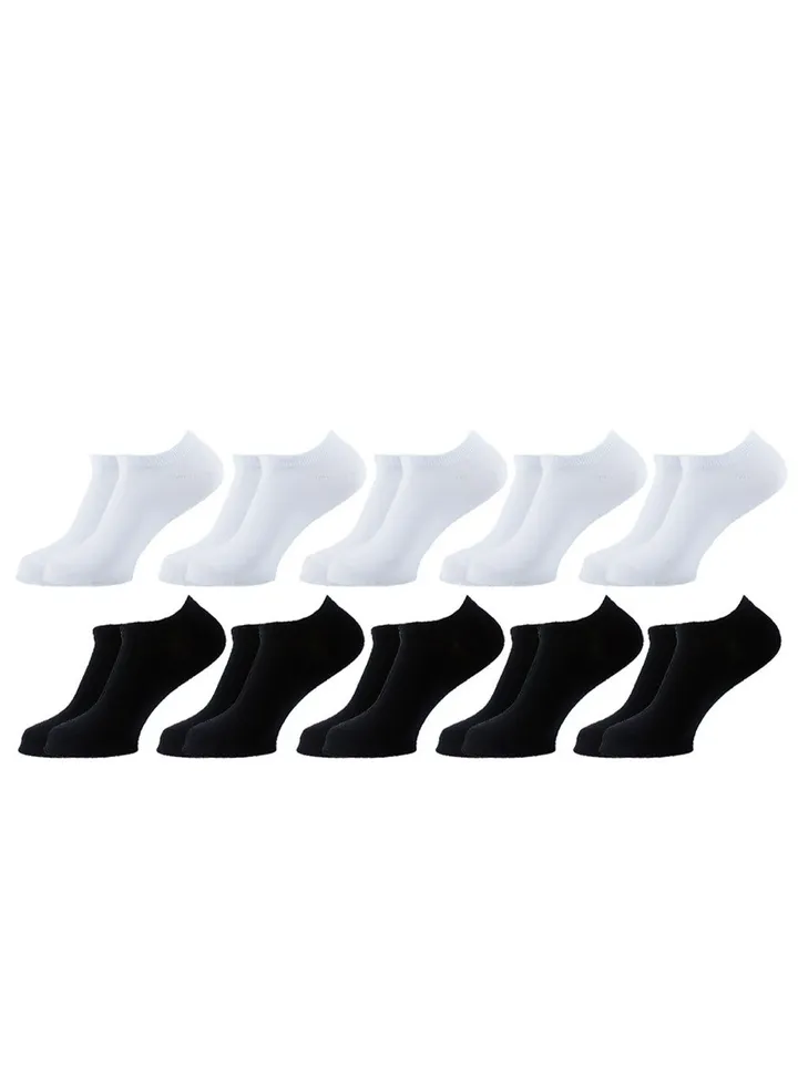 Sam Socks Set Of 10 Ankle Plain Socks Women-Black