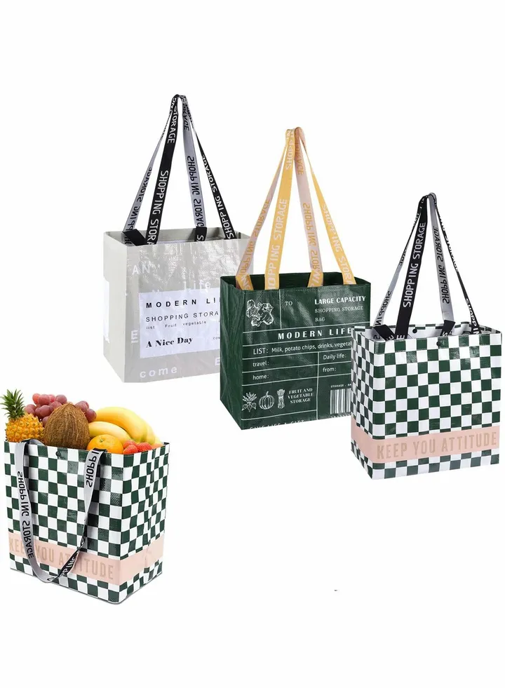 3 Pack Reusable Shopping Bags, Waterproof Grocery Bags Collapsible Tote Bags for Picnics, Laundry, House Storage, Extra Large & Durable Foldable Shopping Bags (11.4 x 8.3 x 12.2 inches)