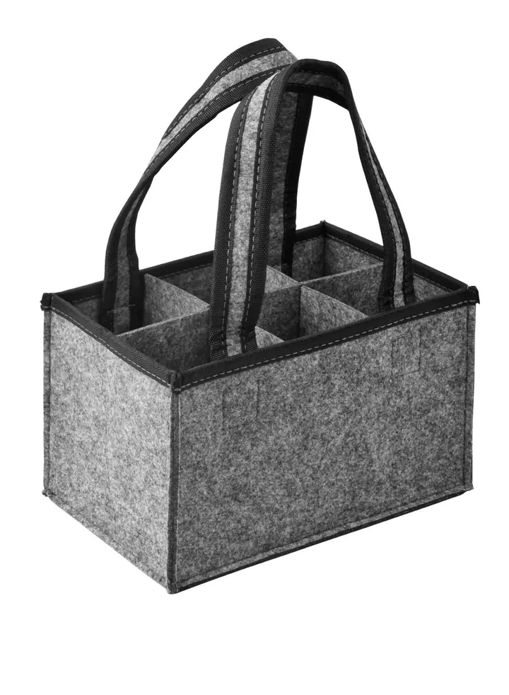 Felt Wine Tote Bag for 6 Bottles Portable Bottle Carrier with Divider Reusable Storage Bags Holder Picnic Camping Travel Party 24x15x15cm