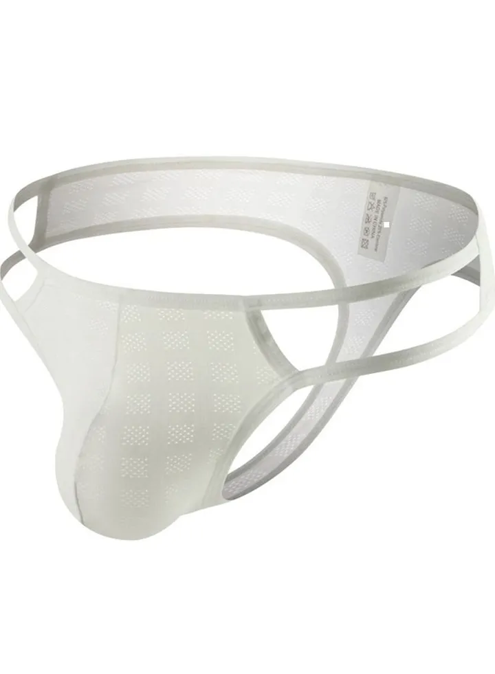 Men's Low Waist Underwear Thong Briefs White
