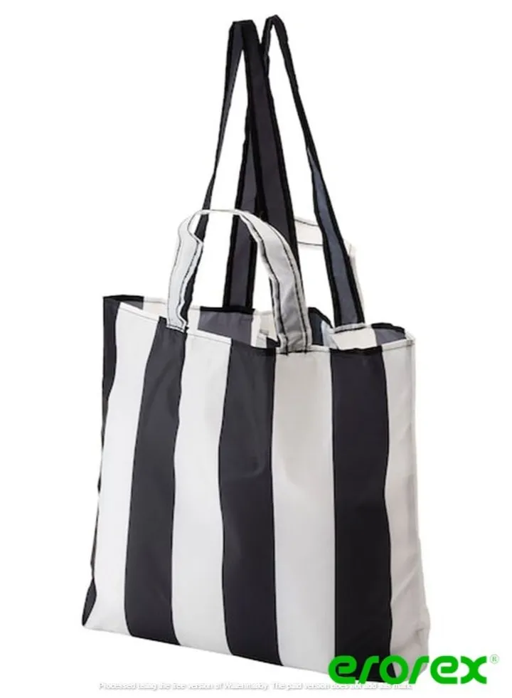 Carrier bag striped black white 45x36 cm