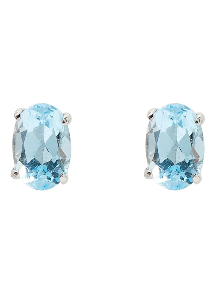 18 Karat White Gold Aquamarine Oval Earrings