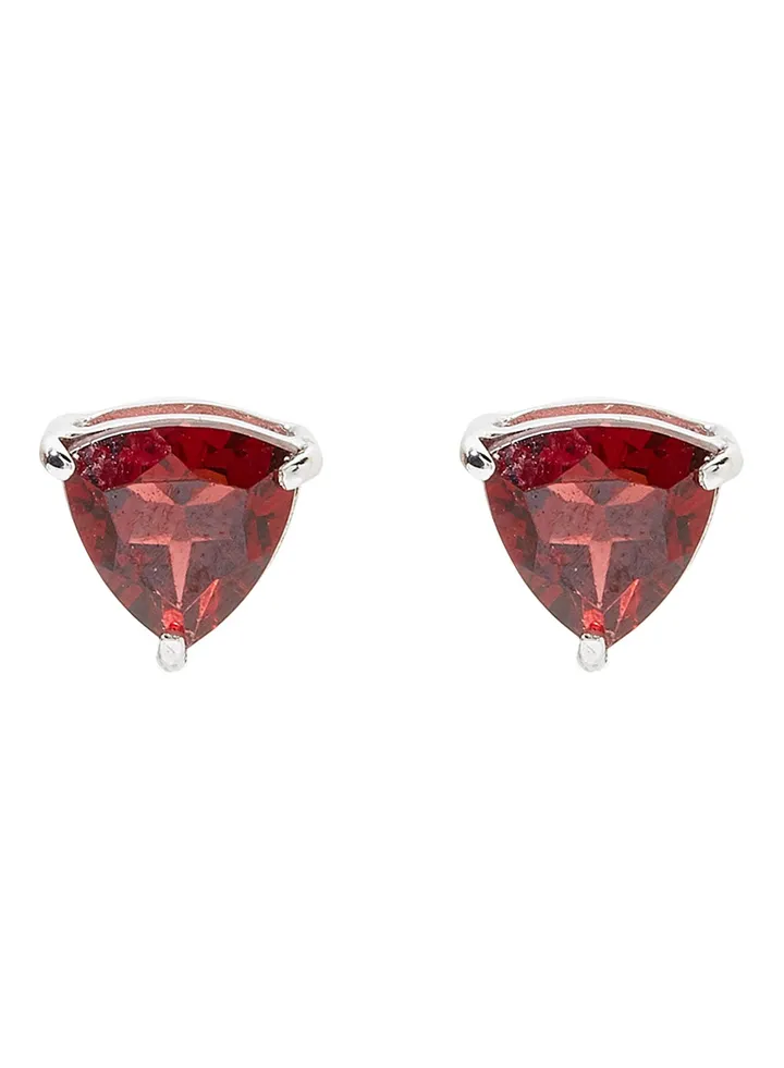 18 Karat White Gold Garnet Trilliant Earrings
