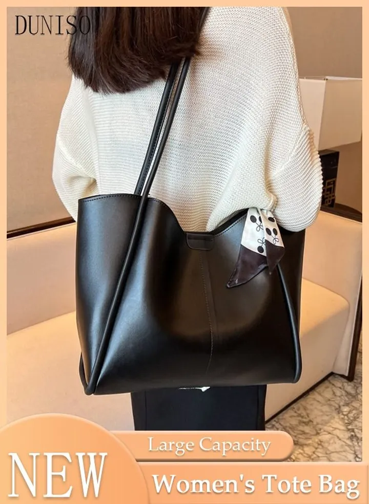 Women's Shoulder Tote Bag Faux Leather Handbag For Women Large Capacity Bucket Bag Fashionable Travel Messenger Shoulder Bag for Ladies Girls College Students