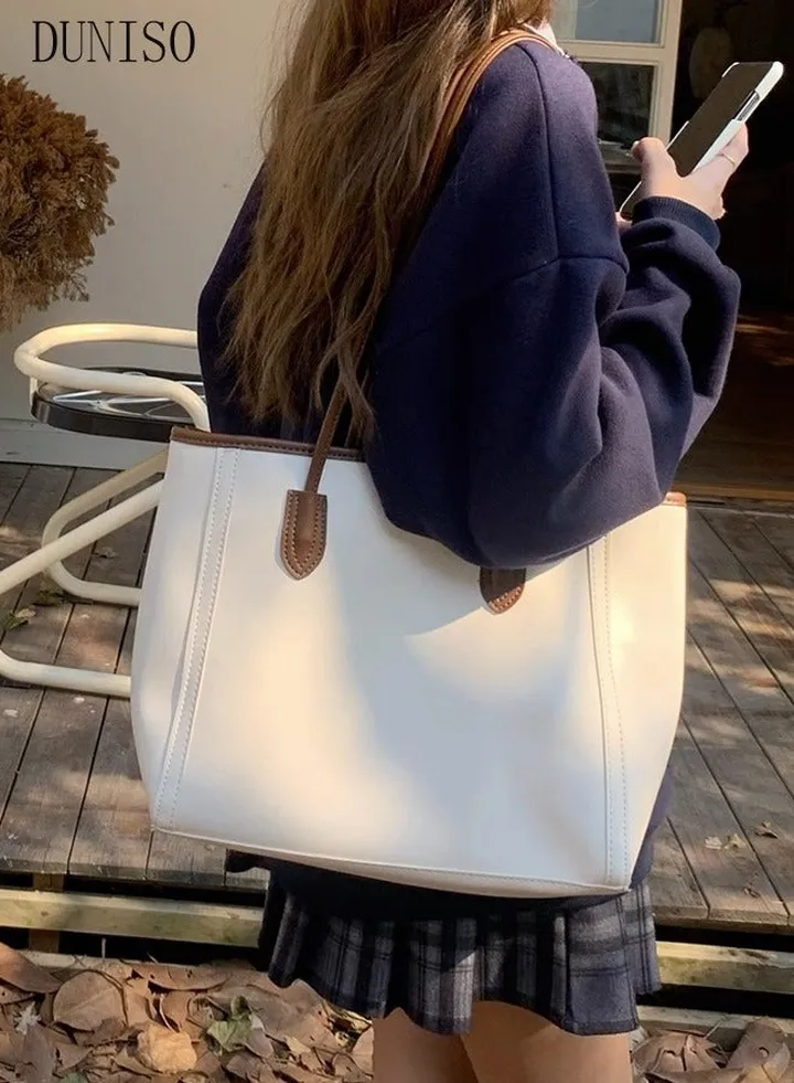 Women's Shoulder Tote Bag Faux Leather Handbag for Women Large Capacity Messenger Fashionable Travel Shoulder Bag for Ladies Girls College Students