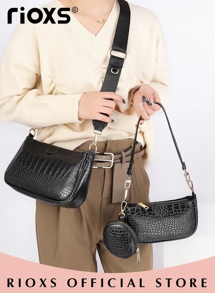 3 PCS Satchel Purses and Handbags for Women Shoulder Tote Bags Wallets
