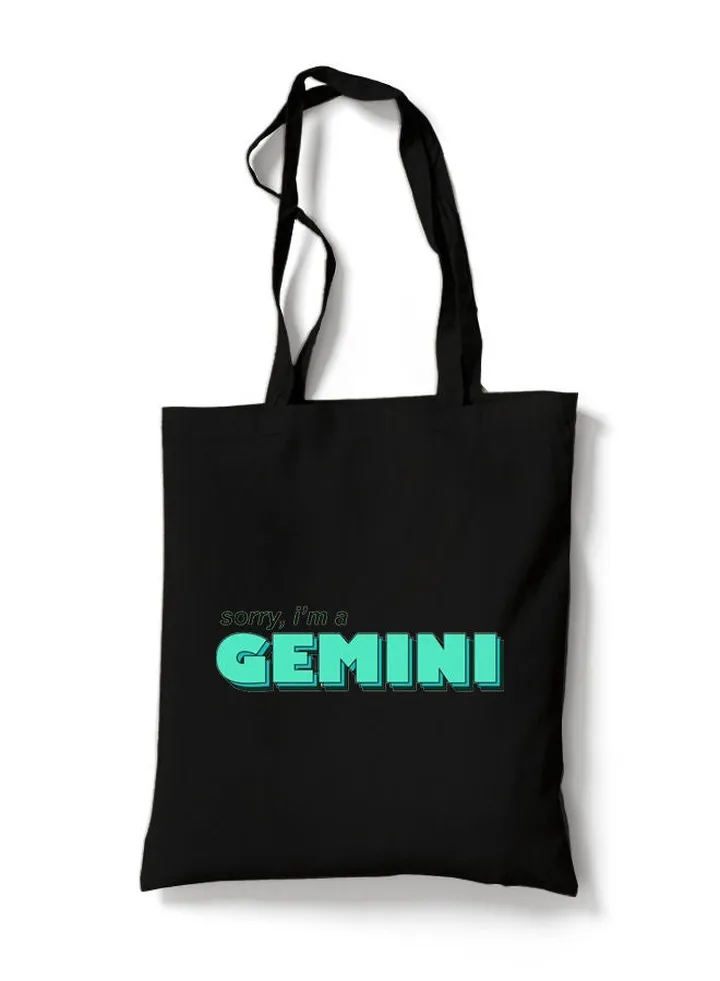 Reusable Eco-Friendly Black Cotton Canvas Tote Bag/Shopping/Shoulder Bag Gemini