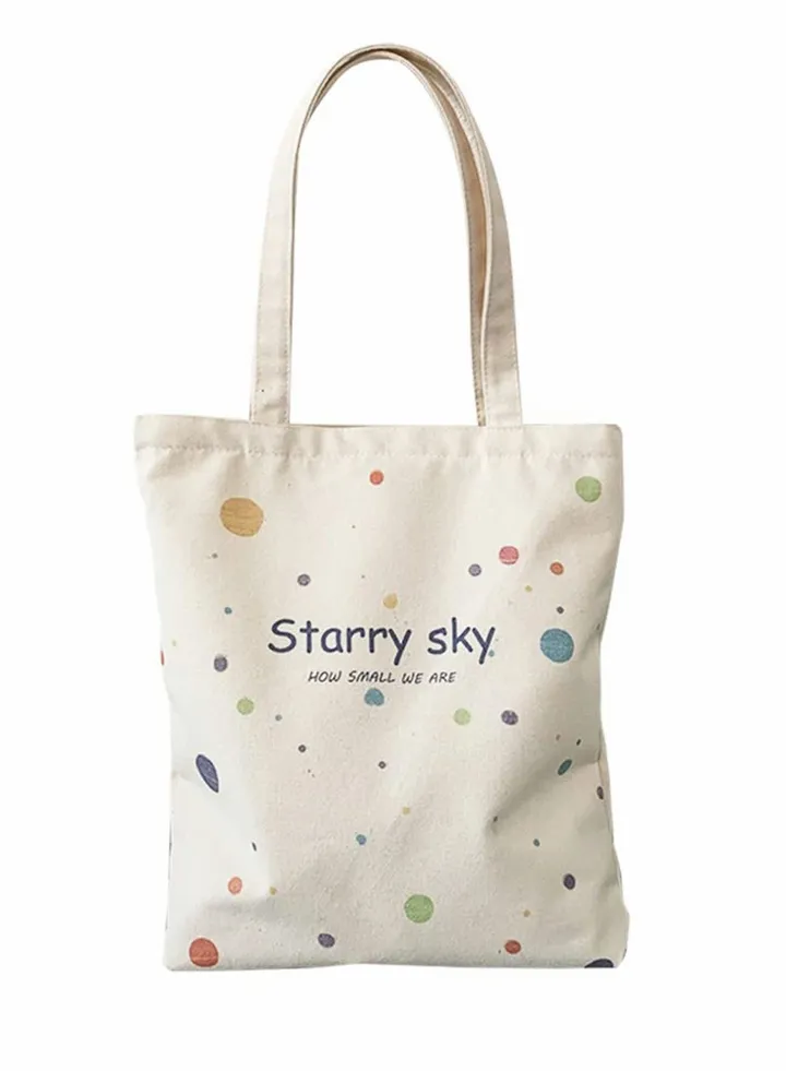 Cute Canvas Tote Bag with Separate Packaging Grocery Bags