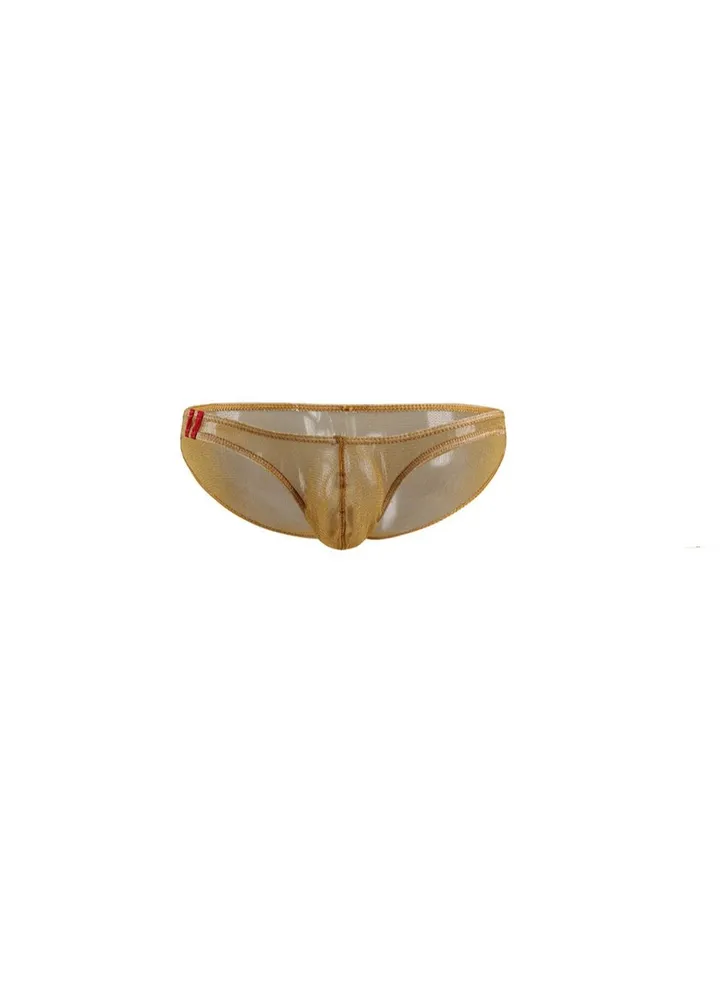 Men's Underwear Low - Waisted Briefs With Mesh Yarn Yellow