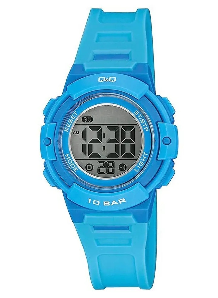 Q&Q Watch for Women, Quartz Movement, Digital Display, Blue Resin Strap-M185J001Y