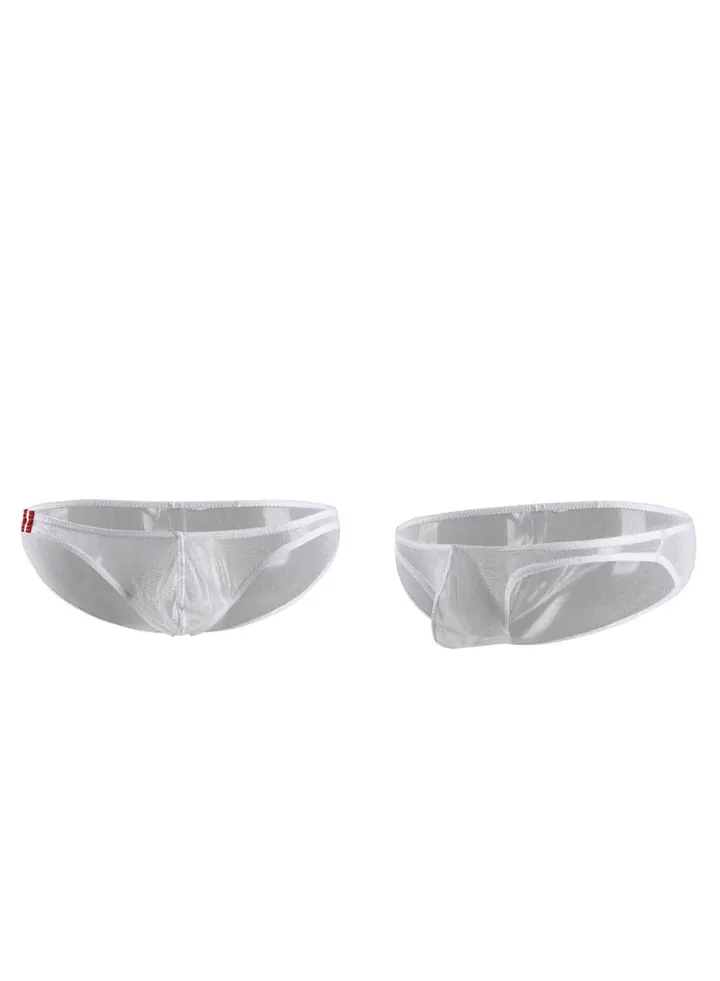 Men's Underwear Low - Waisted Briefs With See-through Mesh Yarn White