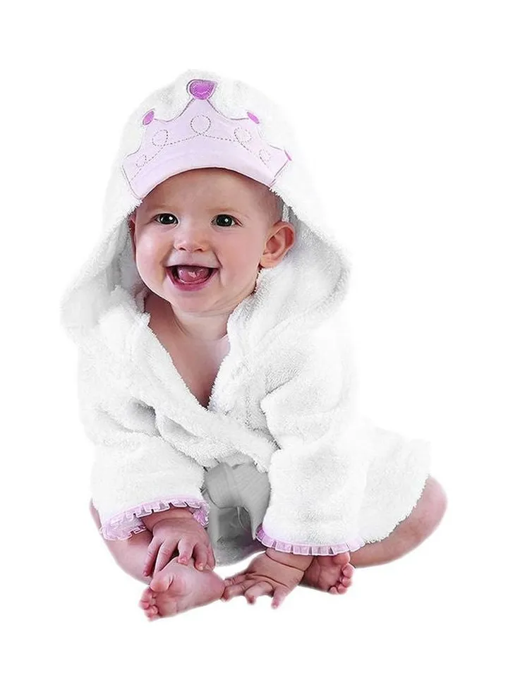 Hooded Neck Cotton Little Prince Robe White