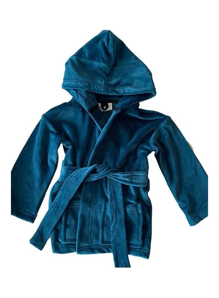 Hooded Neck Cotton Fleece Baby Robe Navy