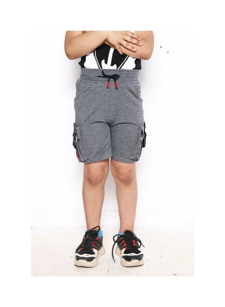 Boys Melton Baggy Short With Locker Tape Dark-Grey