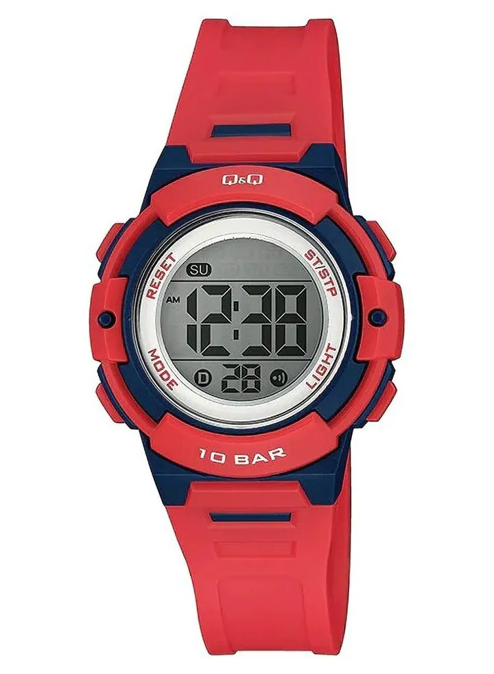 Q&Q Watch for Women, Quartz Movement, Digital Display, Red Resin Strap-M185J002Y