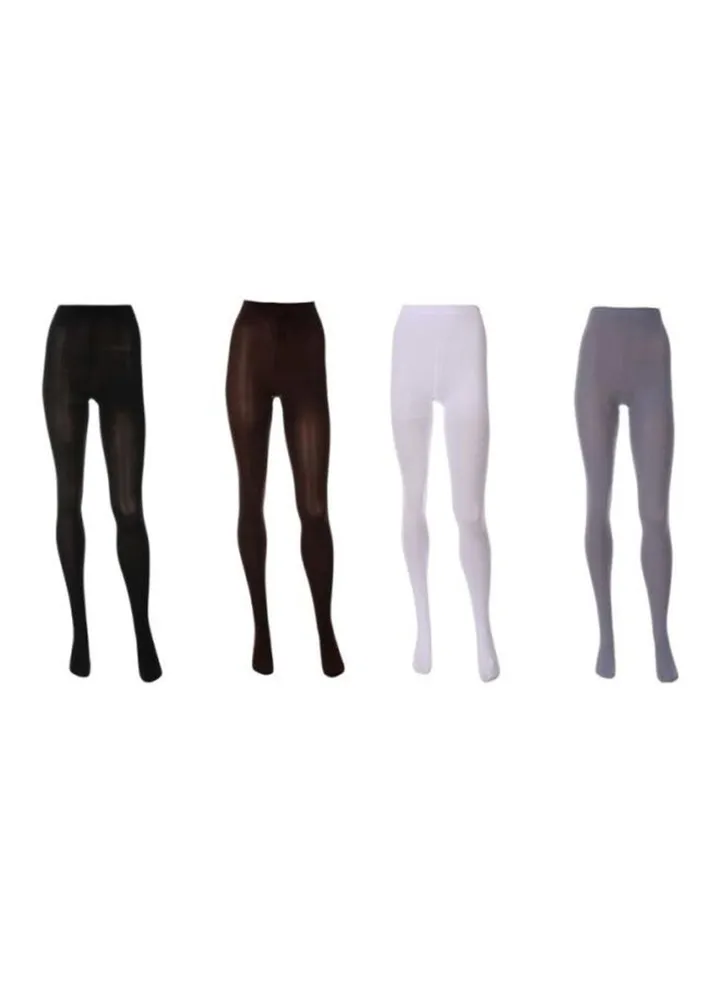 4-Piece Lycra Tights Grey/Brown/Black