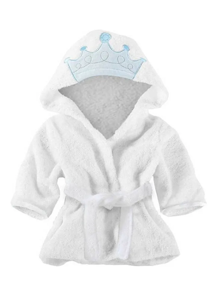 Hooded Neck Cotton Little Prince Robe White