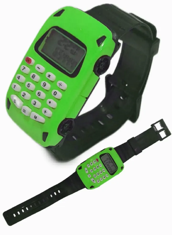 Kids rubber strap calculator digital colored wrist watch