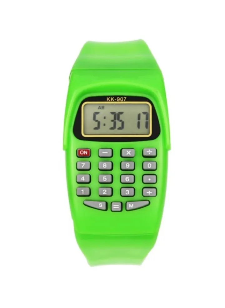 Kids rubber strap calculator digital colored wrist watch
