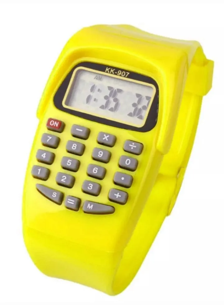 Kids rubber strap calculator digital colored wrist watch