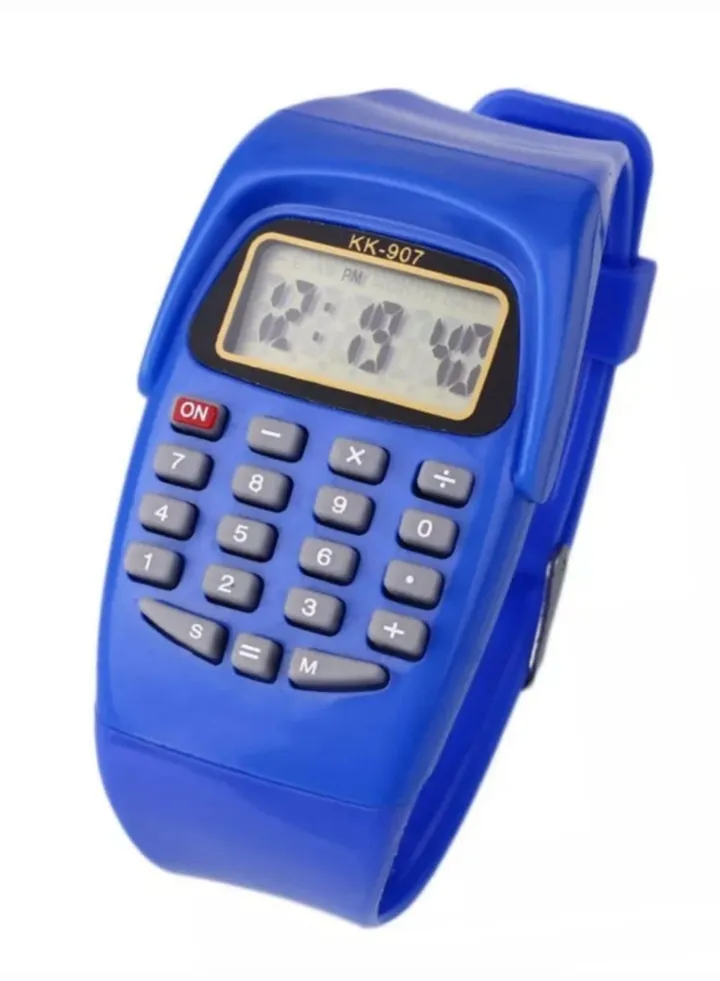 Kids rubber strap calculator digital colored wrist watch