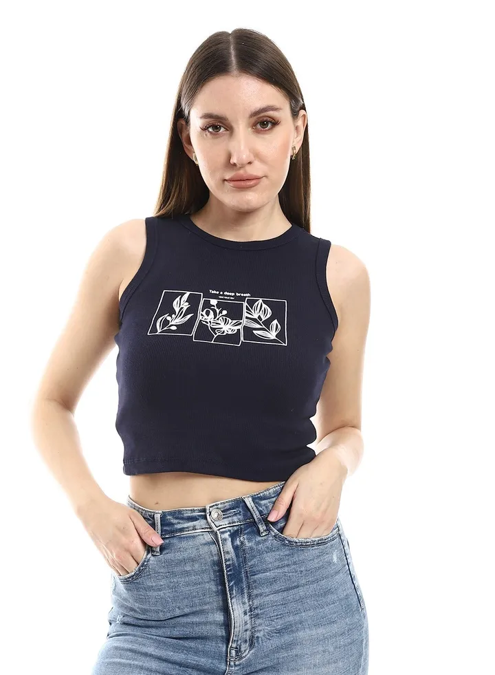 Red Cotton,Women's Cotton Crop Top, Comfortable & Stylish-NAVY