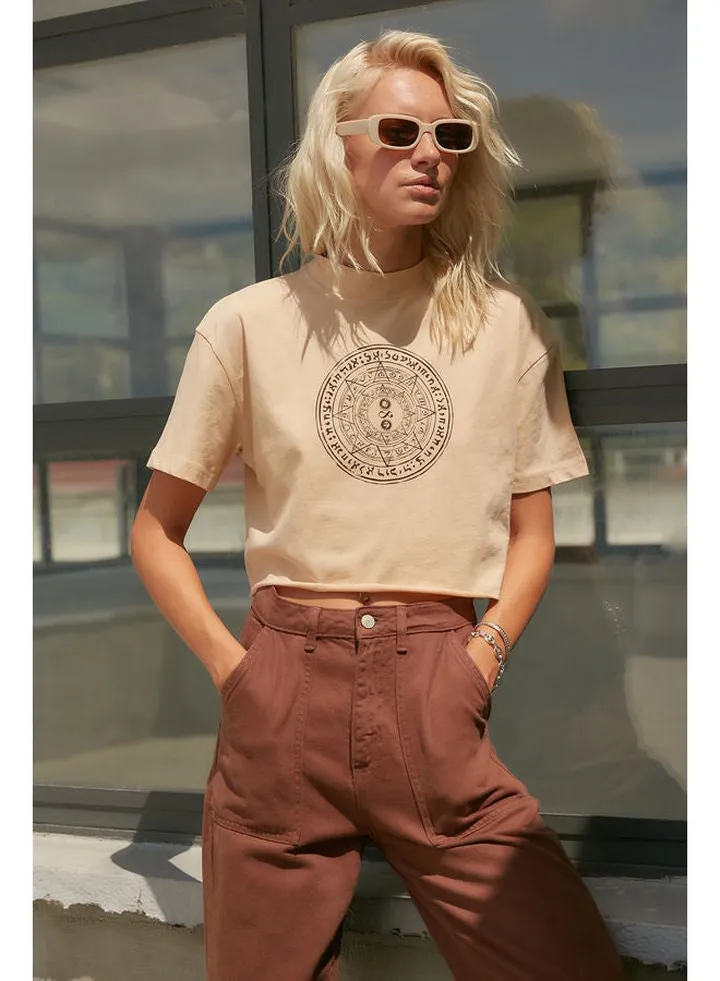 T-Shirt - Beige - Crop