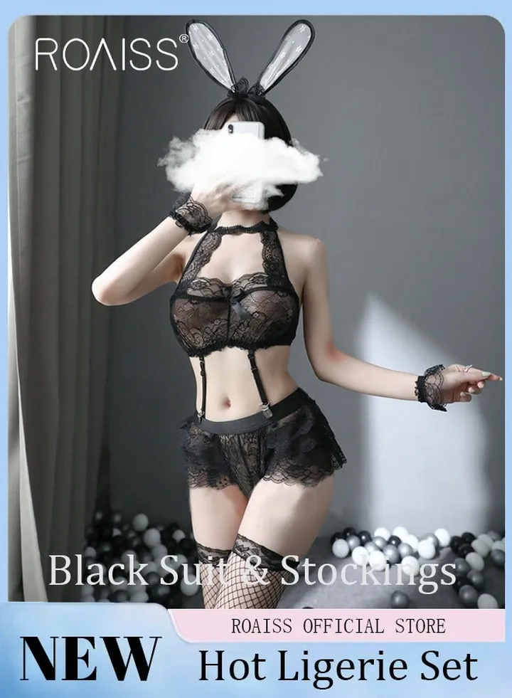 Women Strappy Lingerie with Handcuffs Halter Neck Bandage Body Harness Costume Lingerie Set for Women Bodysuit for Ladies Wife Girlfriend