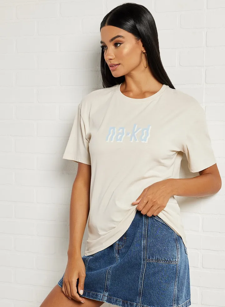 Graphic Printed T-Shirt Beige