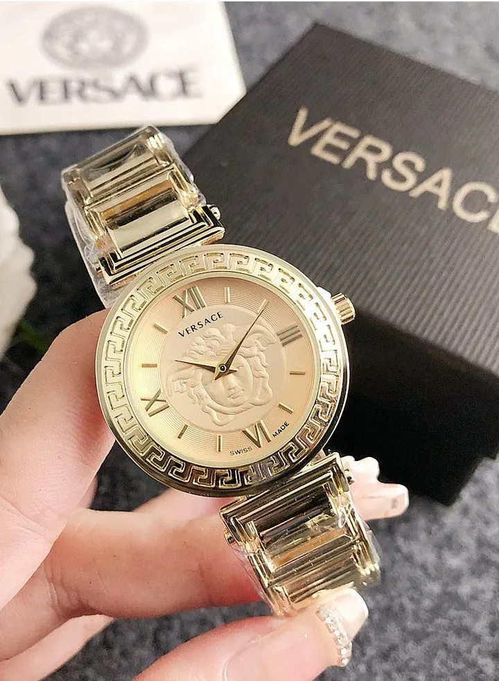 Versace Women's Classic Fashion Quartz Watch with Gold Stainless Steel Band Gift 32mm