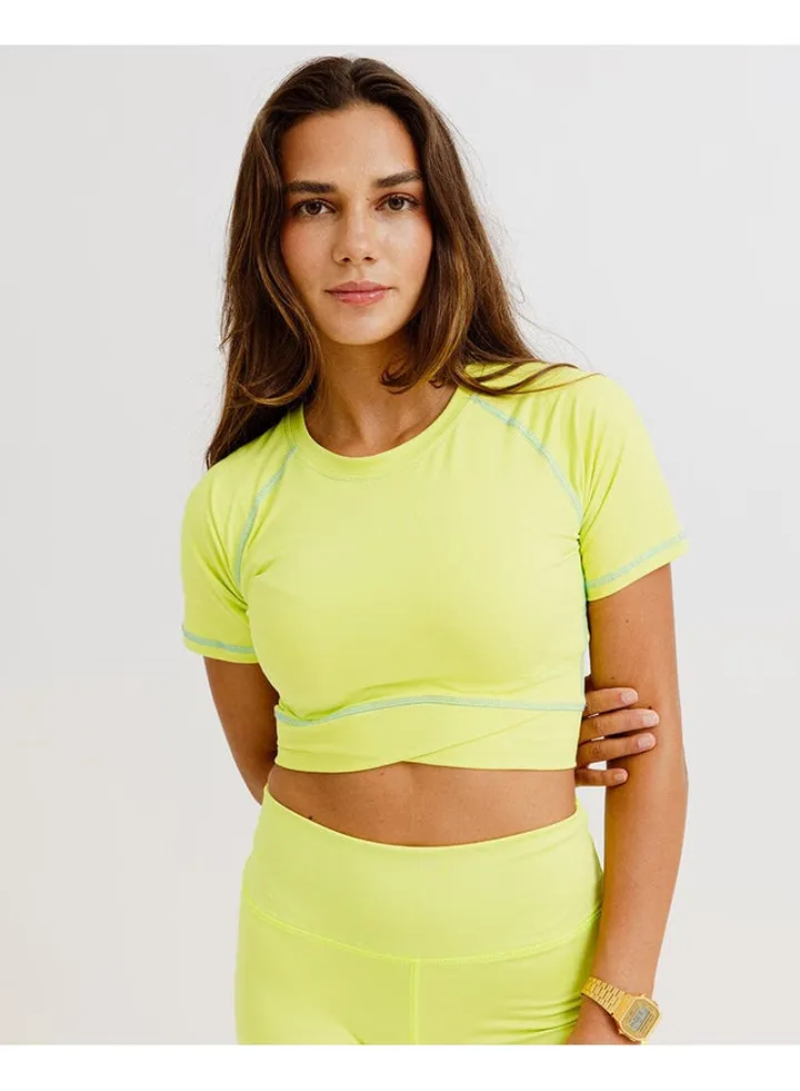Lime Green Stitched Cropped T-shirts