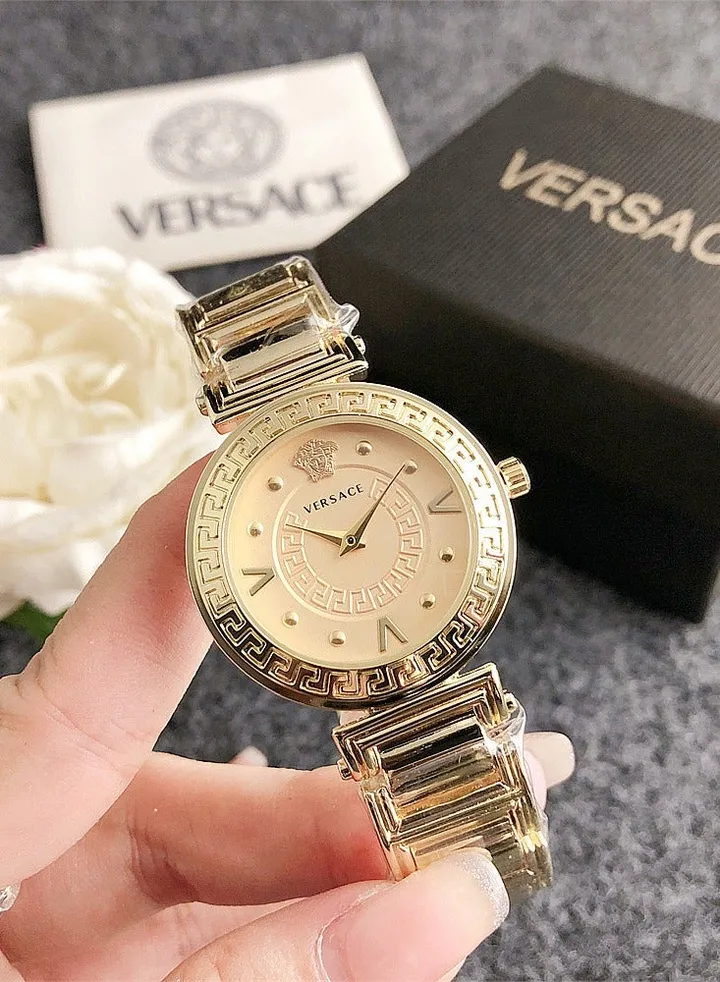 Versace Women's Classic Fashion Quartz Watch with Gold Stainless Steel Band Gift 32mm
