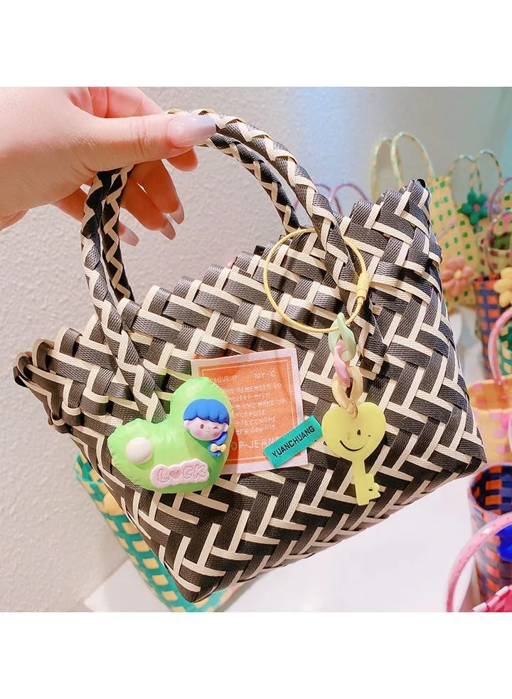 New Summer Cartoon Down Love Colorful Woven Vegetable Basket Bag