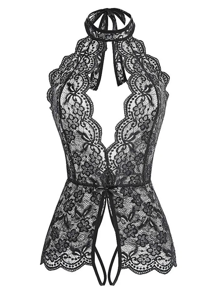 Women Lingerie for Women Deep V Halter One Piece Bodysuit Women Girl Wear Comfortable Lace Underwear Anti-bacterial Breathable Waist Body Shaper Sleepwear Honeymoon Slimming Elastic Nightly Nightwear