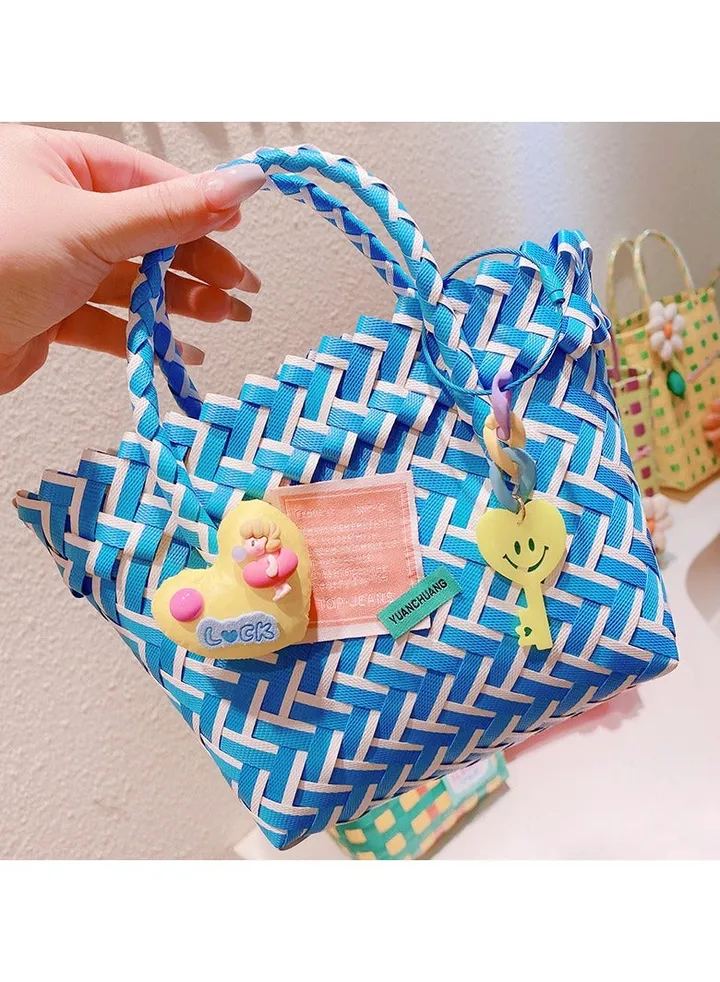 New Summer Cartoon Down Love Colorful Woven Vegetable Basket Bag
