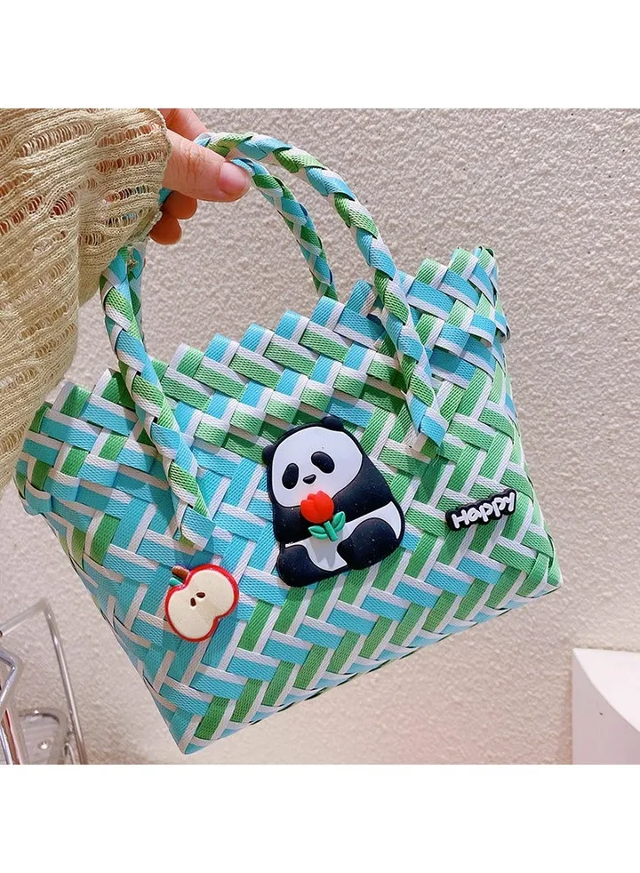 New Cute Little Panda Spring Creative Weaving Vegetable Basket Handheld Bag