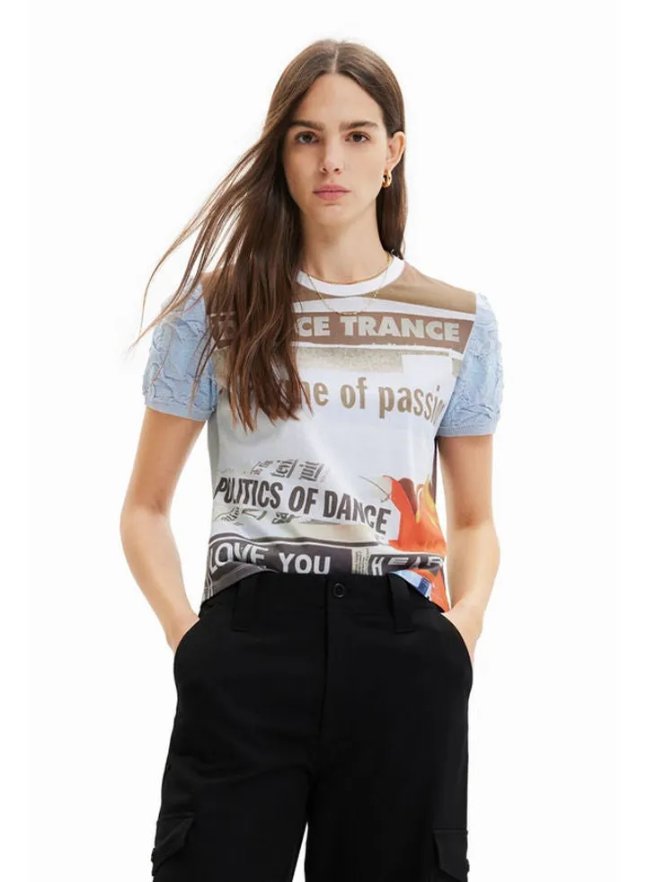 Textured newspaper T-shirt