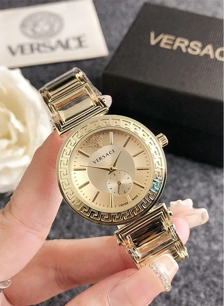 Versace Women's Classic Fashion Quartz Watch with Gold Stainless Steel Band Gift 32mm