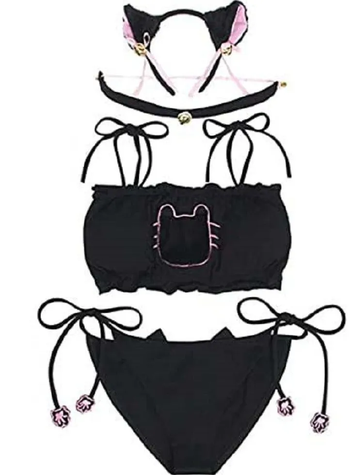 Women Cute Lingerie Underwear Set Lolita Cat Costume Night Wear Camisoles
