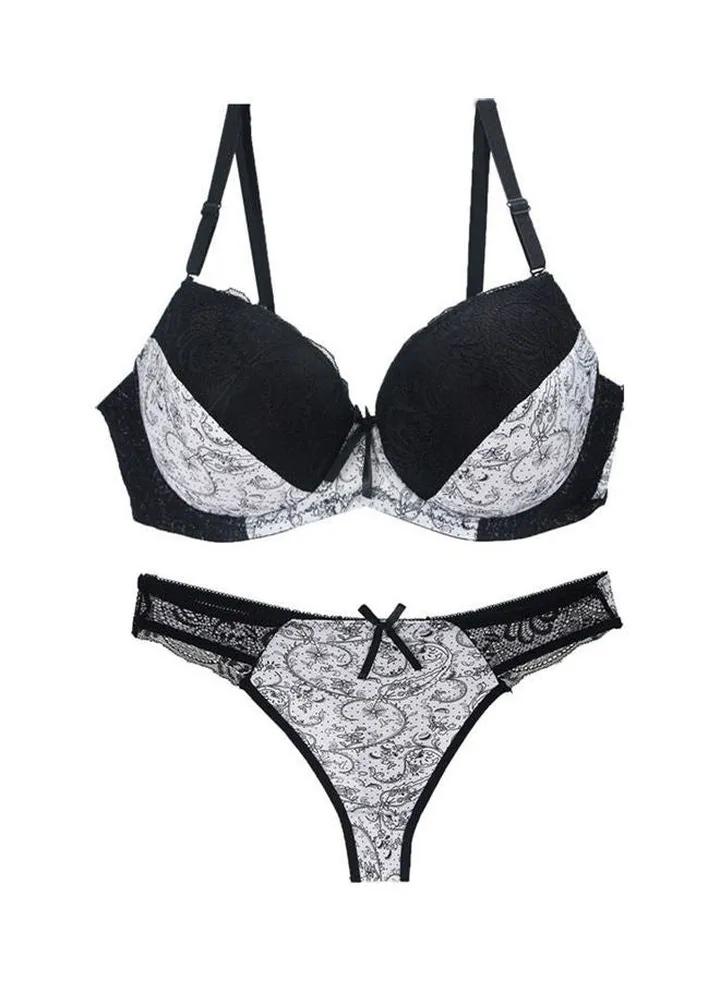 2-Piece Women Underwear Set White/Black