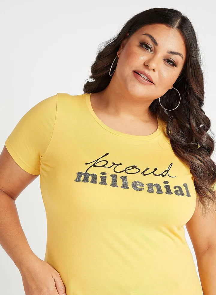 Sustainable Printed T-shirt with Round Neck and Short Sleeves
