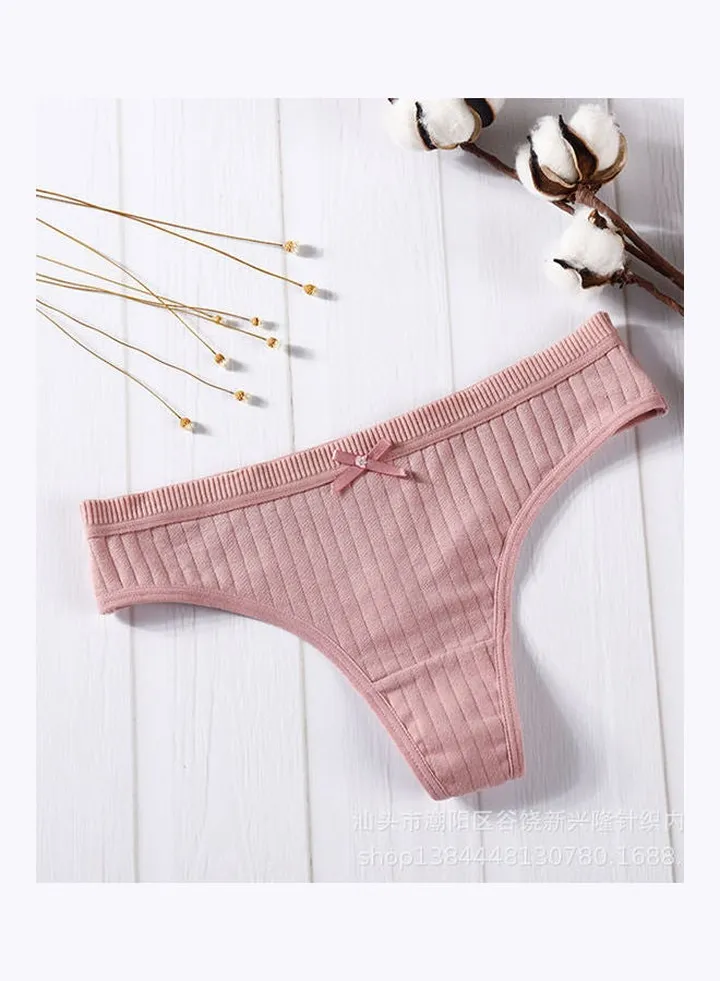 Cotton Briefs G-string Strip Seamless Low Waist Underwear Panties Dark Pink