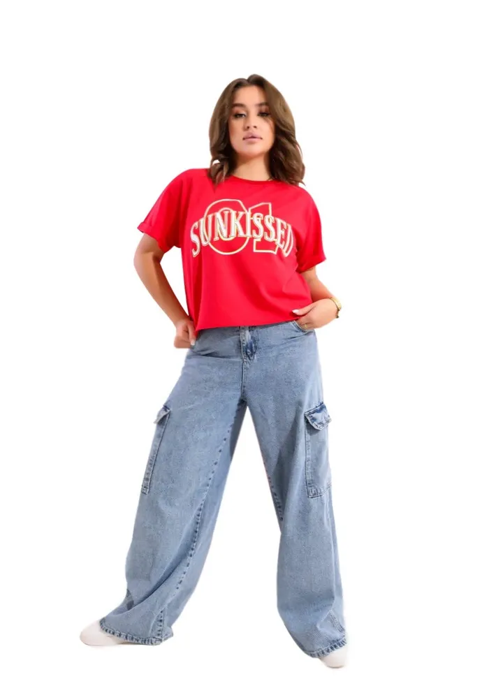 "Printed half sleeve T-shirt "