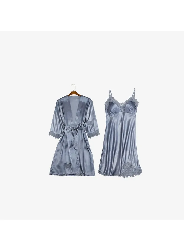 Two-Piece Tie Nightgown And Nightgown Set
