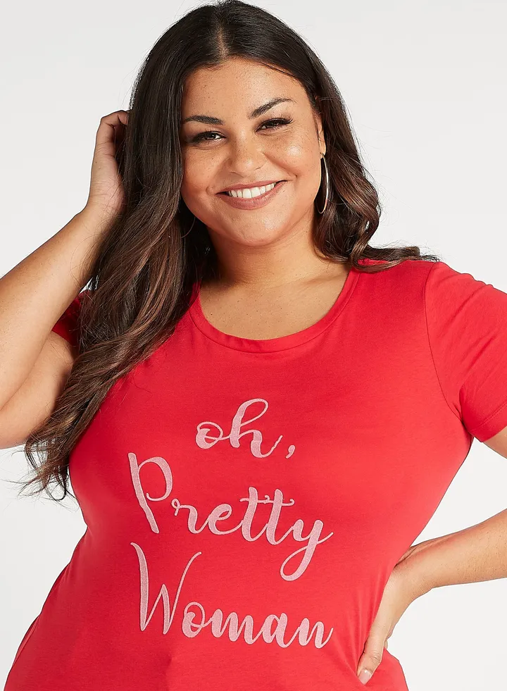 Sustainable Slogan Print T-shirt with Round Neck and Short Sleeves