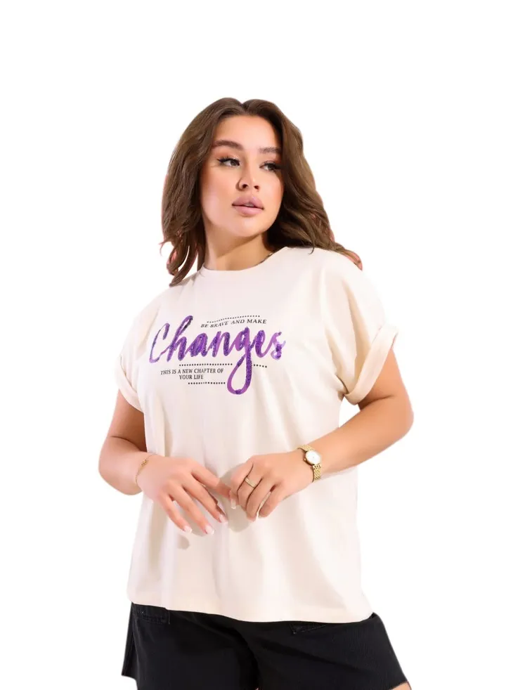 "Printed half sleeve T-shirt "