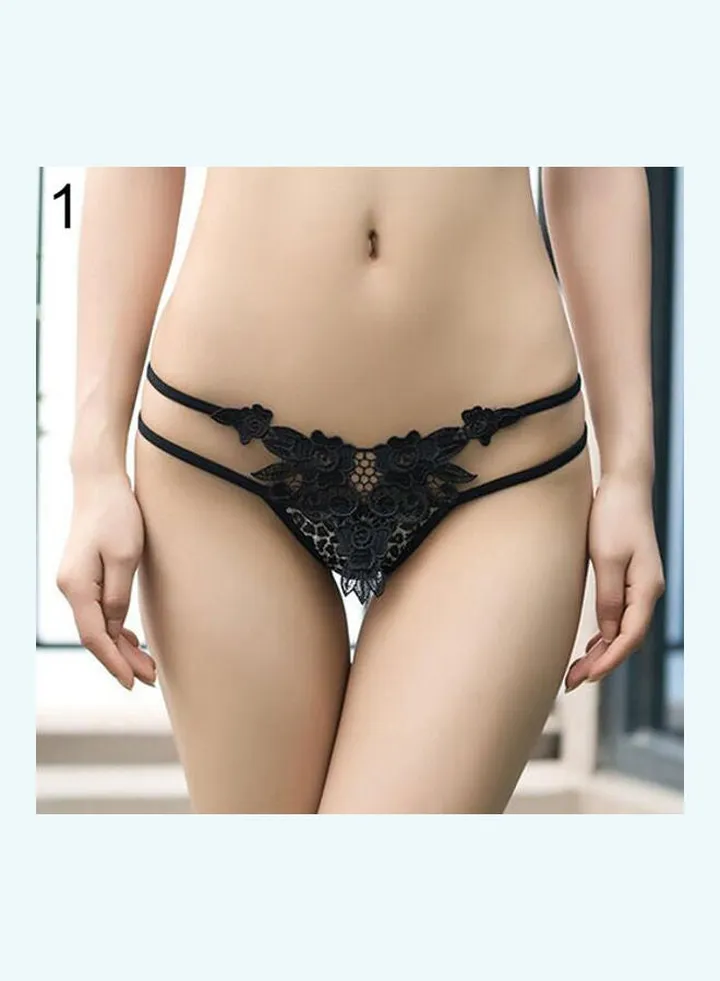 Lace Detail Brief Black